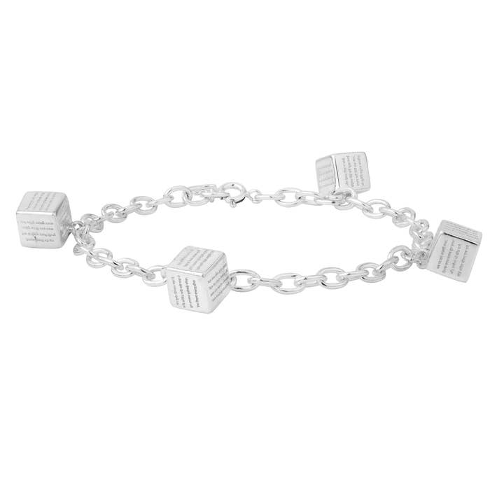 Bracelet à breloques dés en argent HANUMAN CHALISA en argent sterling pour la vente par Mantra4u