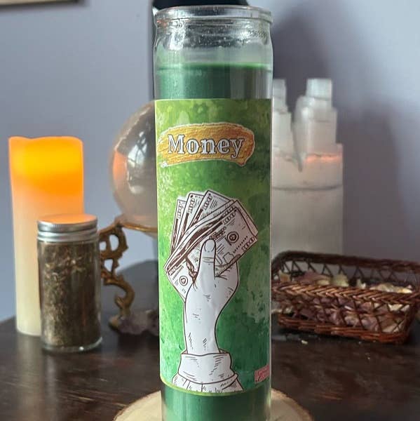 Envision Crystal - Wholesale Jar/Filled Candle - Money 7-Day Candle - Scented and Blessed - Spell Candle 0