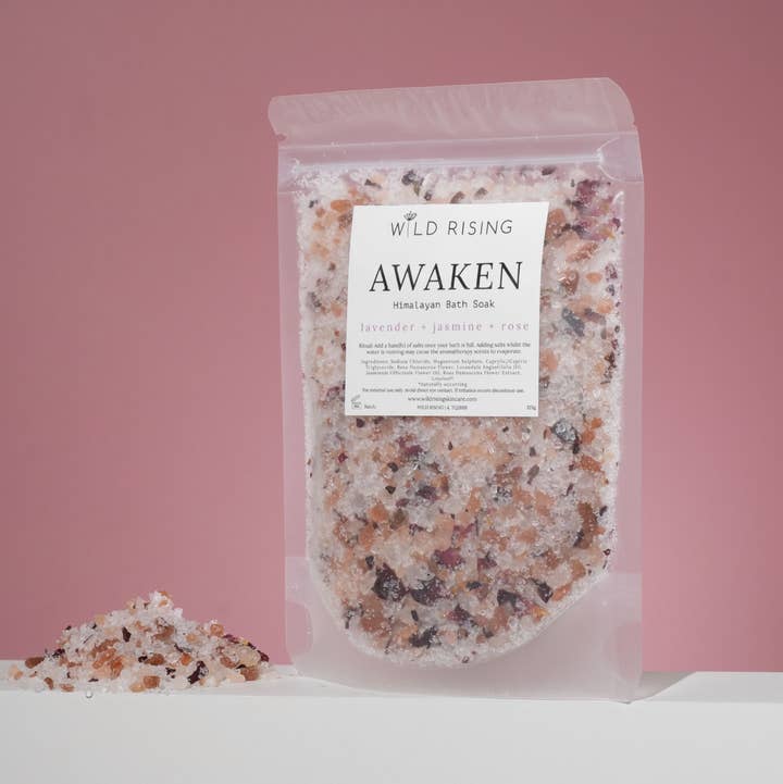 Wild Rising Skincare - Wholesale Bath Soak/Milk - Moisturising Rose Infused Himalayan & Epsom Bath Salts Soak0