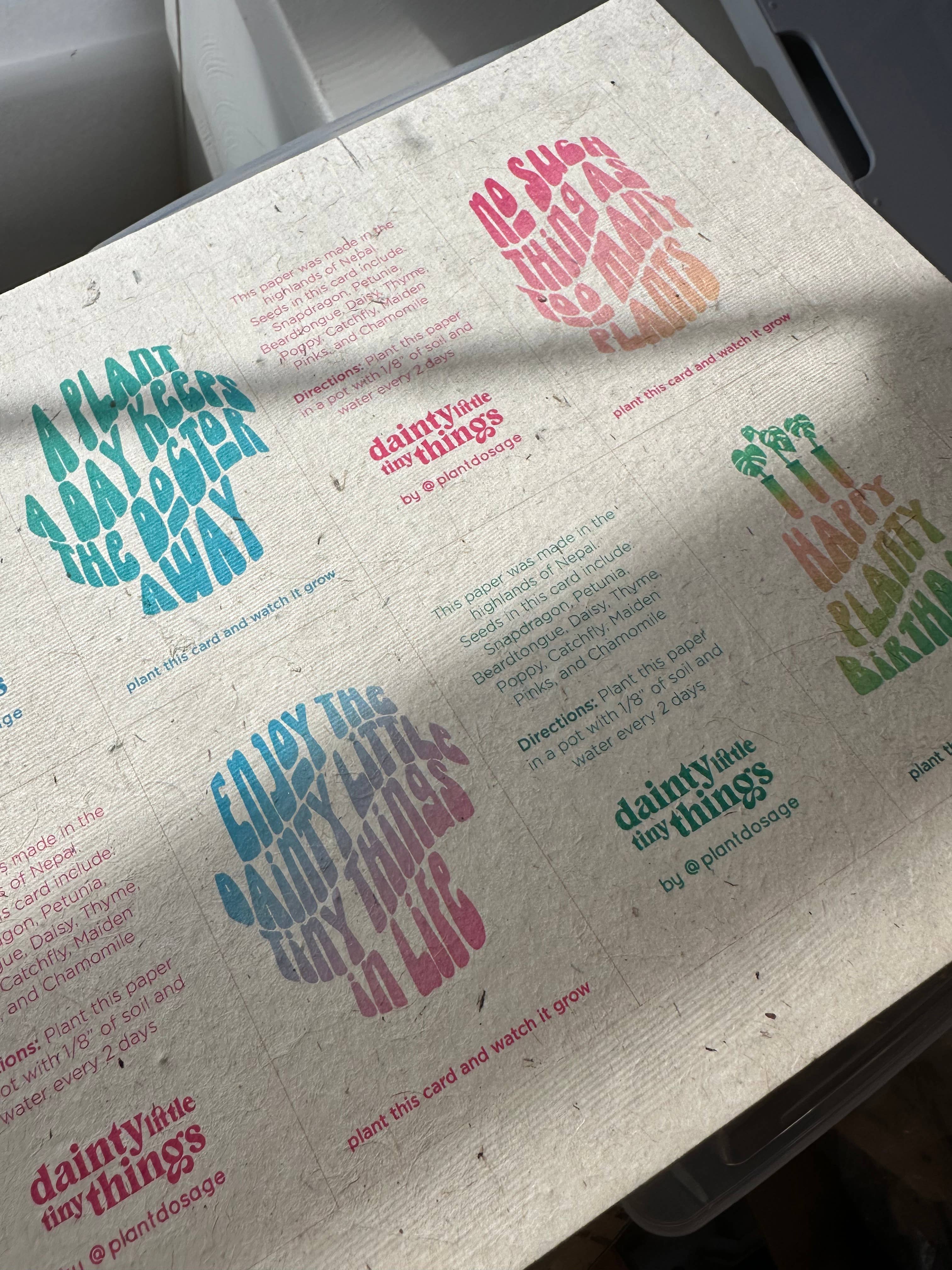 Dainty Little Tiny Things - Wholesale Stationery/Notecard Set - 10 Sheets Cover Weight Seed Paper 8.5"x11"1