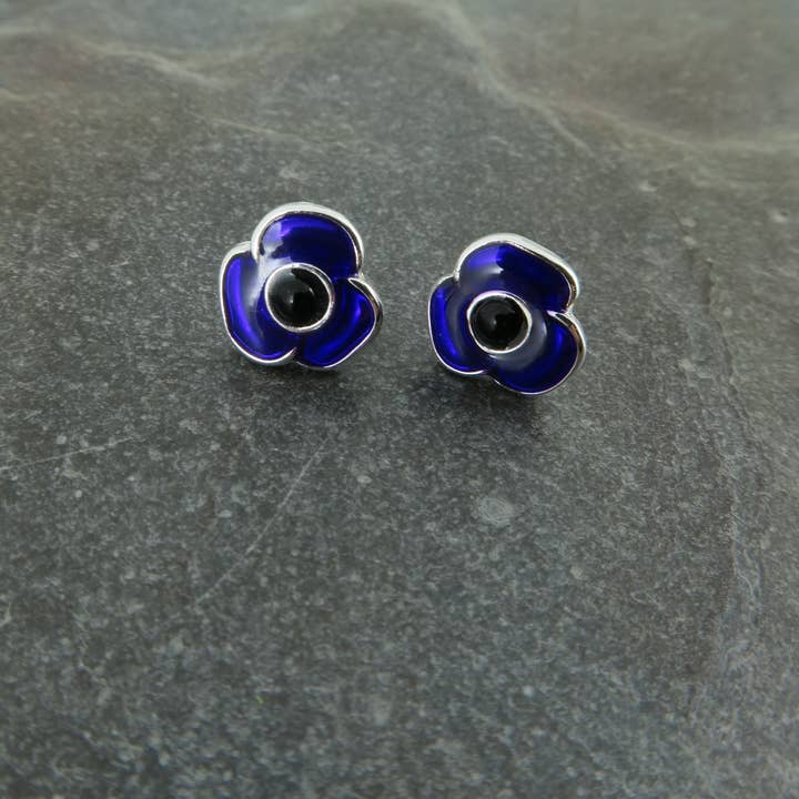 Alexander Thurlow & Co Ltd - Wholesale Stud/post earrings - Purple Poppy Flower Stud Earrings1