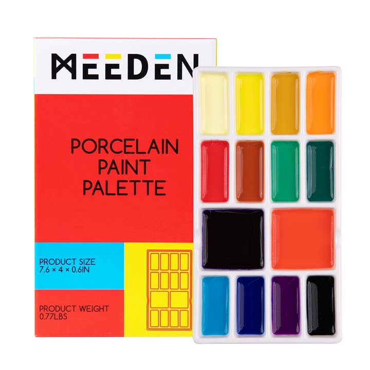 Pintar Art Supply - Wholesale Palette/Mixing Tray - MEEDEN 14-Well Ceramic Paint Palette, Porcelain Watercolor Painting Palette, Porcelain Paint Tray, Ceramic Mixing Palette for Watercolor, Gouache, Acrylic Painting