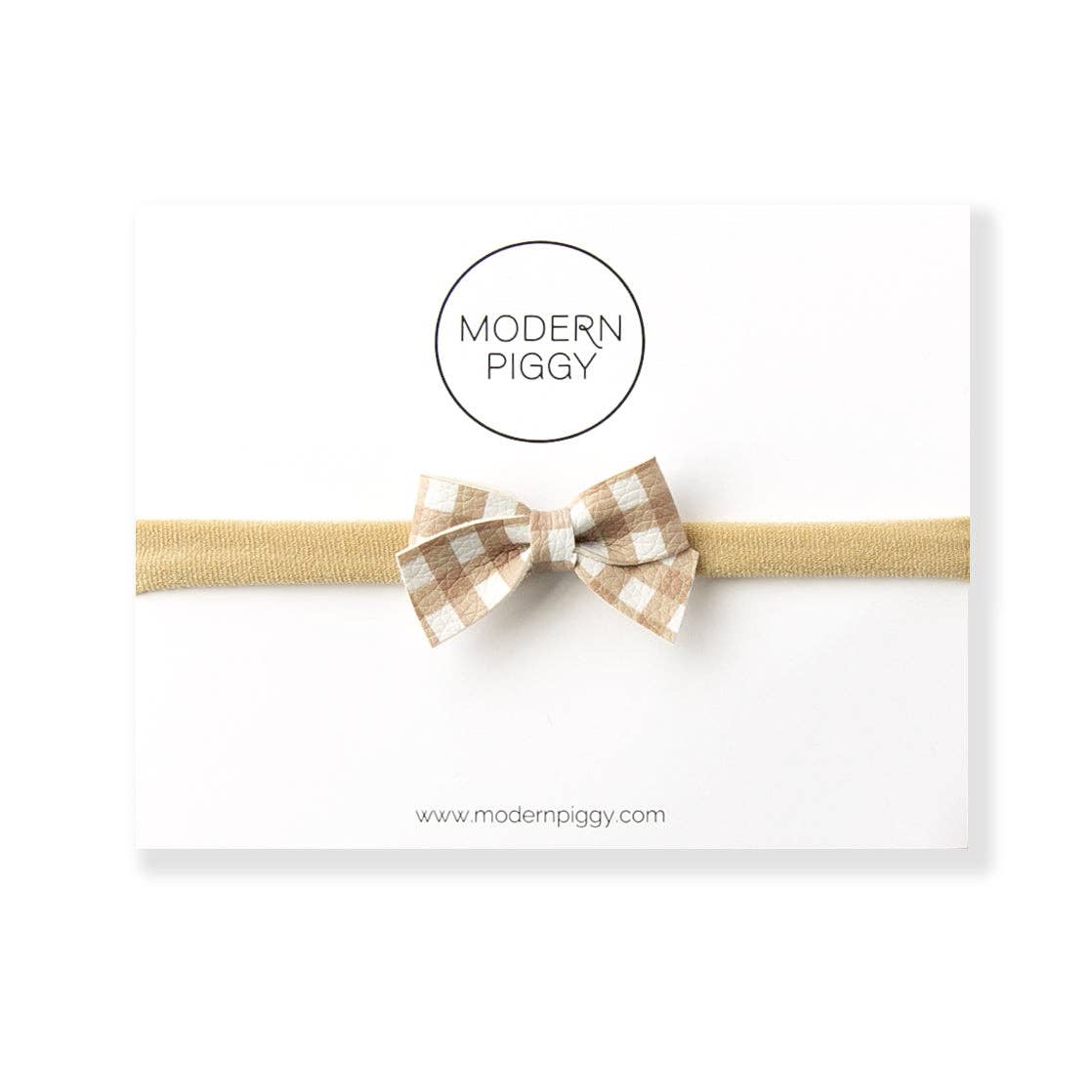 Modern Piggy - Wholesale Hair Bow - Baby - Mauve Gingham | Leather Baby Bow5