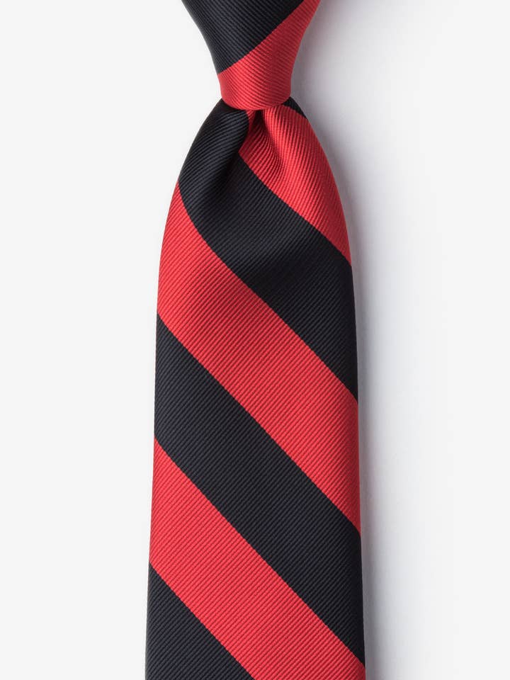 Rossa e nera - Cravatta a righe collegiali - College School per la vendita all'ingrosso da parte di Wild Ties