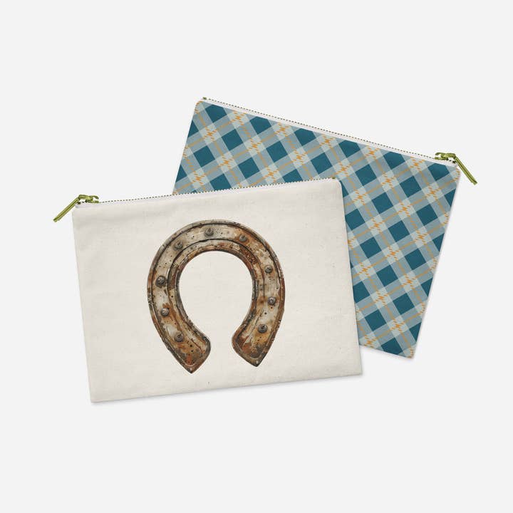 Pochette à accessoires Lucky Horseshoe | Collection Horse + Whiskey pour la vente par Paperfinch Design