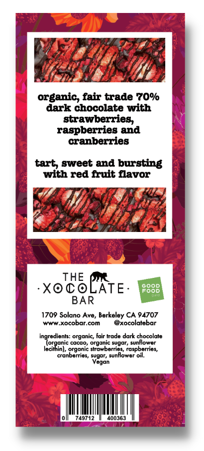 The Xocolate Bar - Wholesale Chocolate Bar - Very Berry Bar - Organic fair trade vegan dark chocolate3