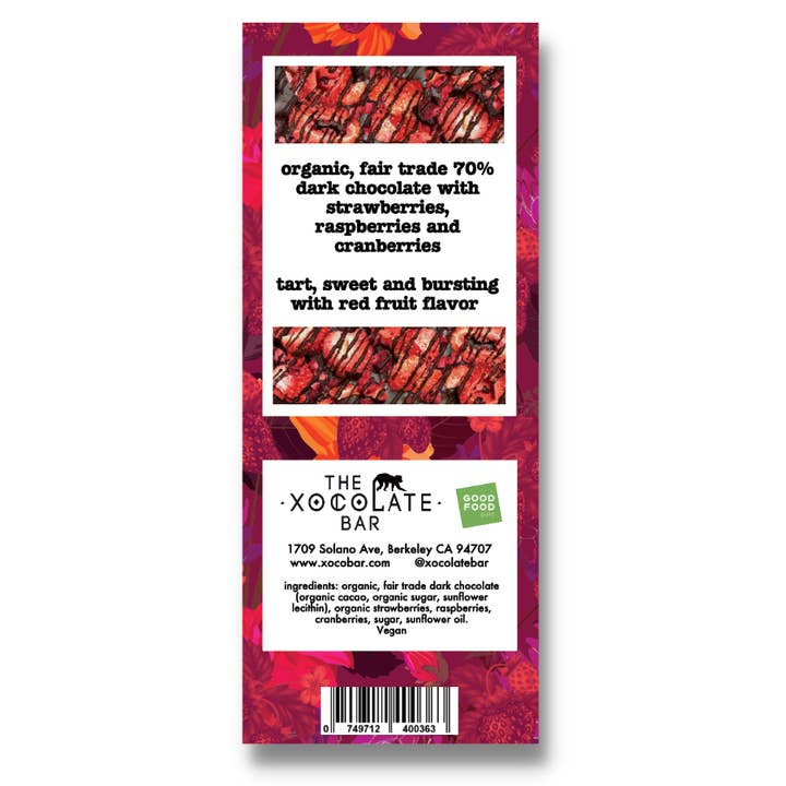 The Xocolate Bar - Wholesale Chocolate Bar - Very Berry Bar - Organic fair trade vegan dark chocolate3
