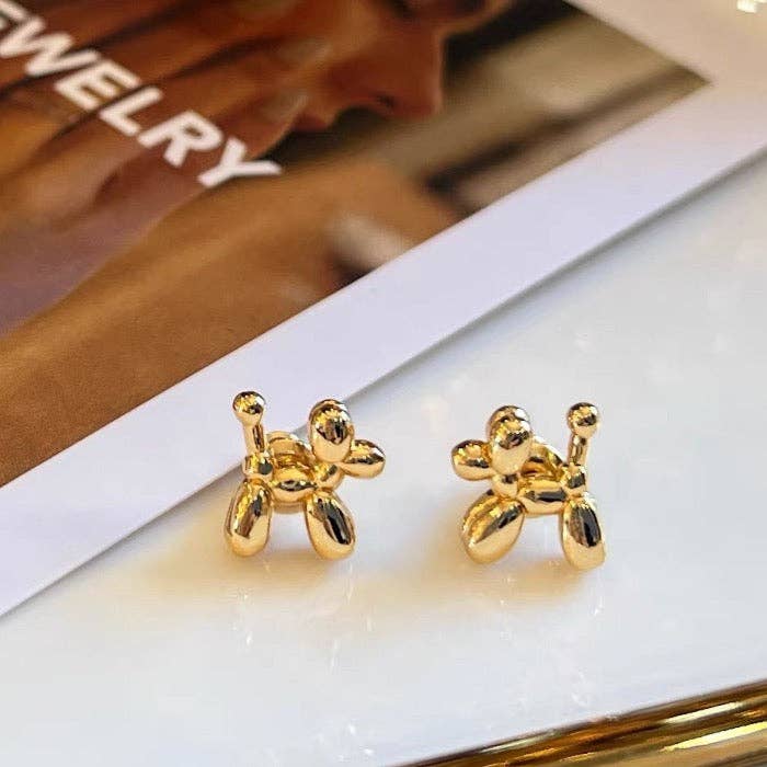 LanLivia - Wholesale Stud/Post Earrings - Cute Ballon Dog Small Ear Studs-Gold n Silver6