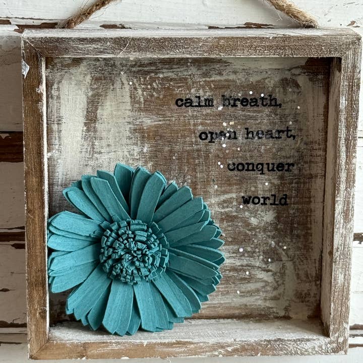 UnfiniSHEd - Wholesale Sign - Floral Wood Shadowbox – Choose Saying and Flower color 6