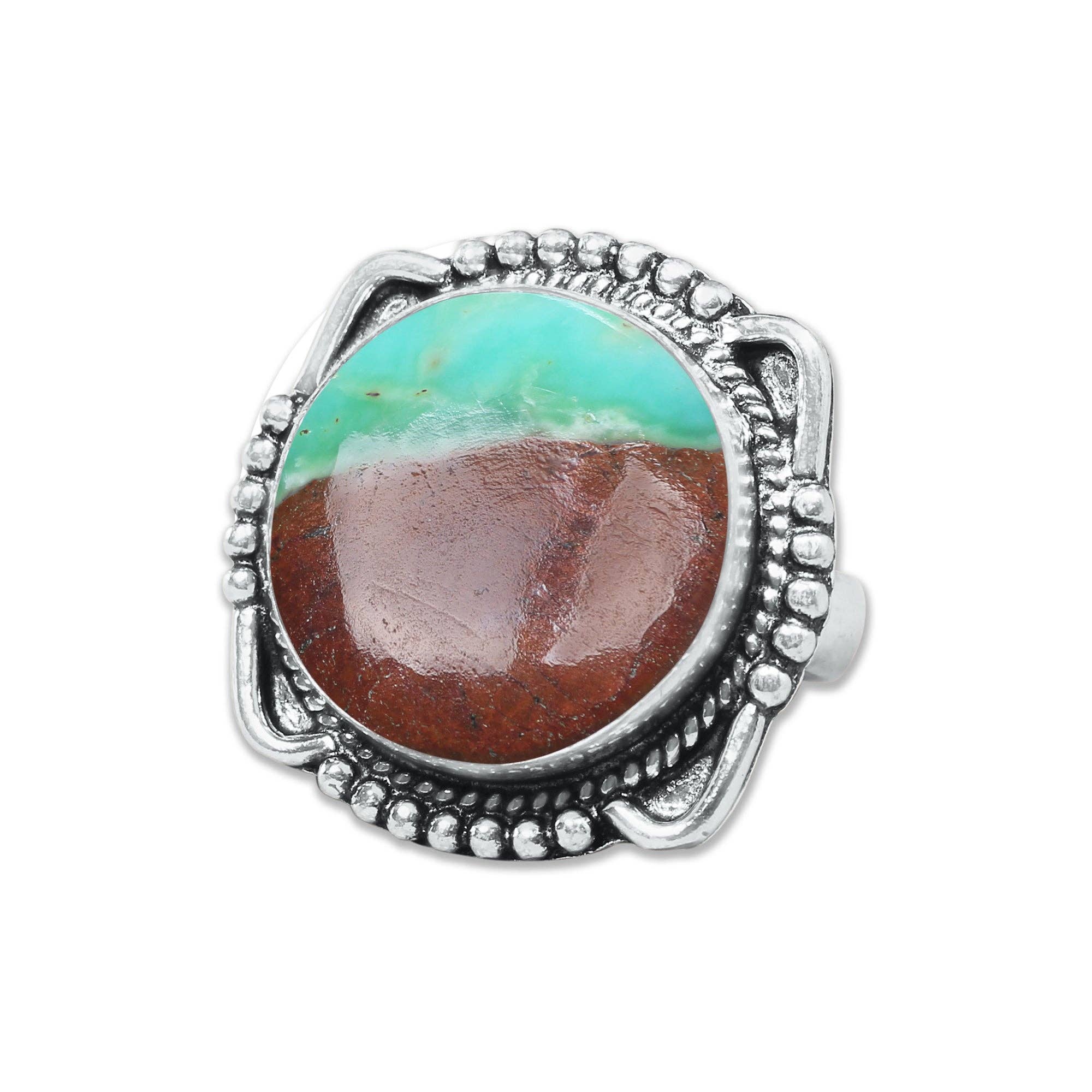 Handmade Jewels - Wholesale Cocktail/Statement Ring - Chrysoprase Matrix Rings – Silver-Plated, Handmade, Assorted Sizes (Made to Order)11