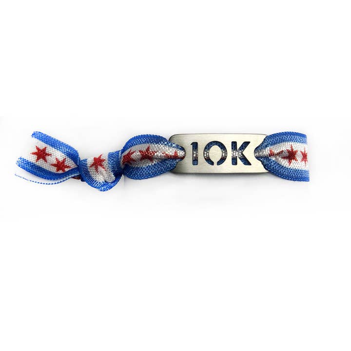 10K CHICAGO Flag Tie Stretchy Running Bracelet for wholesale by ATHLETE INSPIRED, Inc.