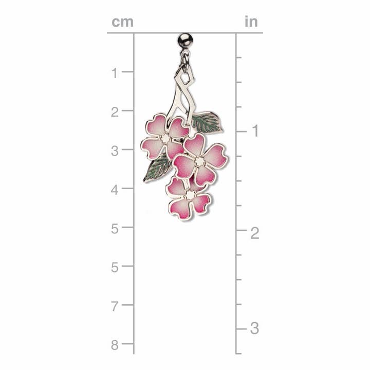 David Howell and Company - Wholesale Dangle Earrings - Tiffany Dogwood Pink Blossoms Earrings, MADE in USA