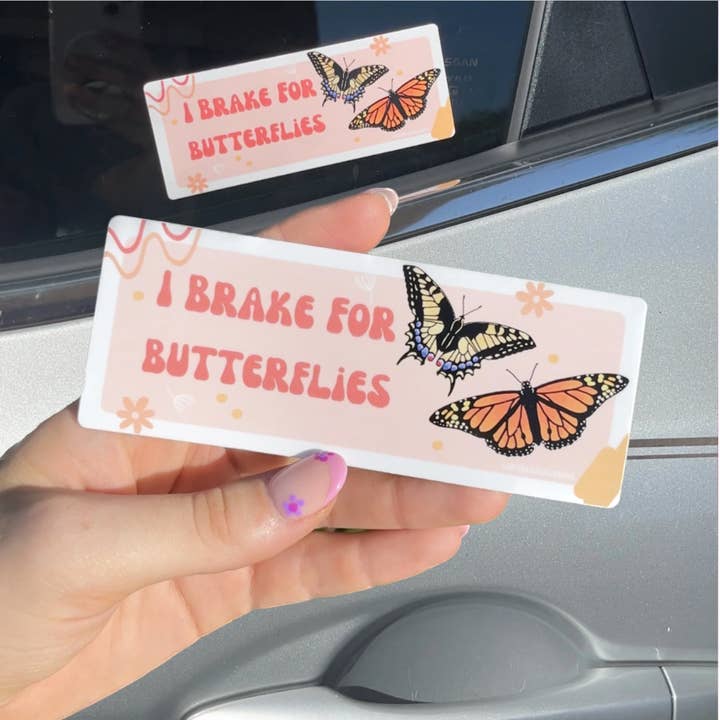 Break For Butterflies Bumper Sticker, Butterfly Car Sticker for wholesale by LadyBeatificsBugs