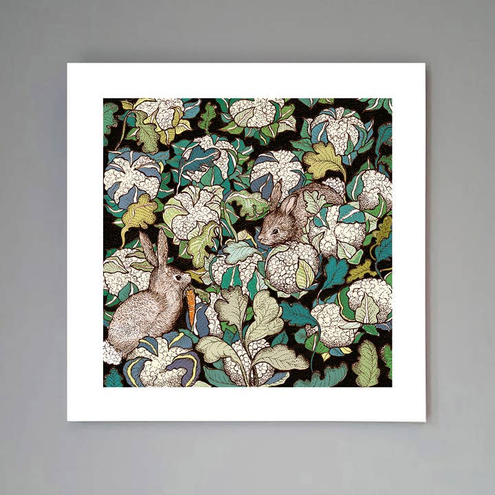 Fay's Studio – wholesale Konsttryck – 'Kaniner Och Blomkål' Konsttryck