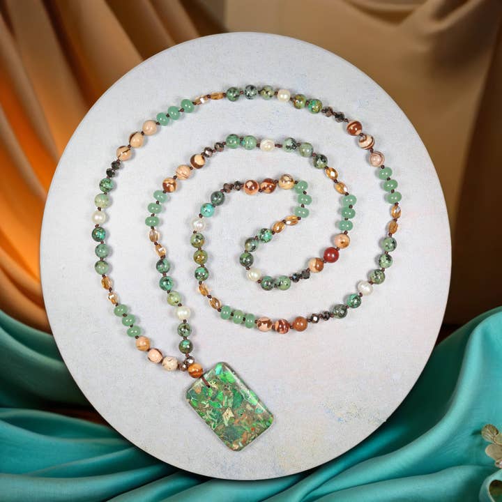 Multi-Gemstones Pendant Necklace. for wholesale by IST Jewelry