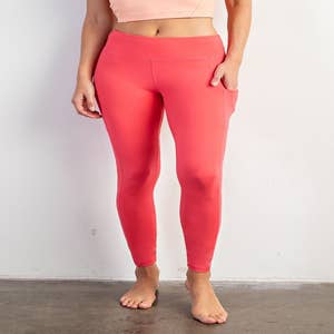 Butter Soft Full Length Workout Leggings - Coral / Large