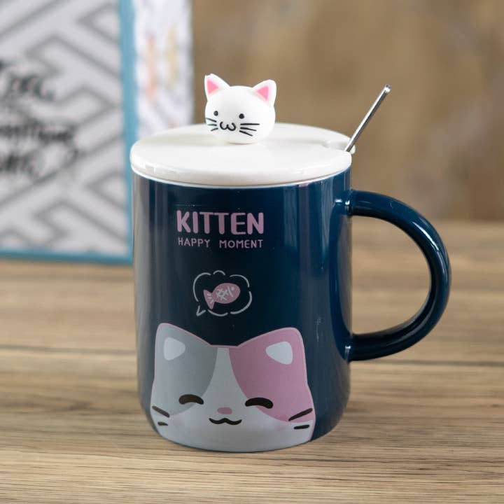 Urban Tokyo - Wholesale Coffee Mug - Kitten 12oz Mug With Lid and Spoon (10/30)3