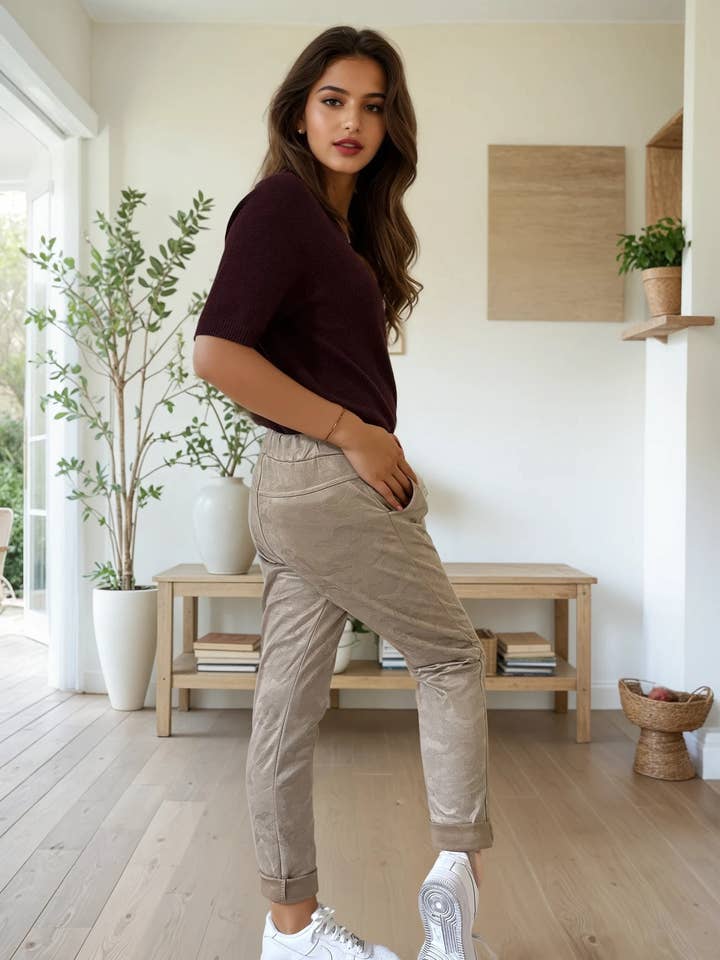 21P00P85-MILITAIRE Suede Trousers with Camouflage Print for wholesale by ZAFA PARIS