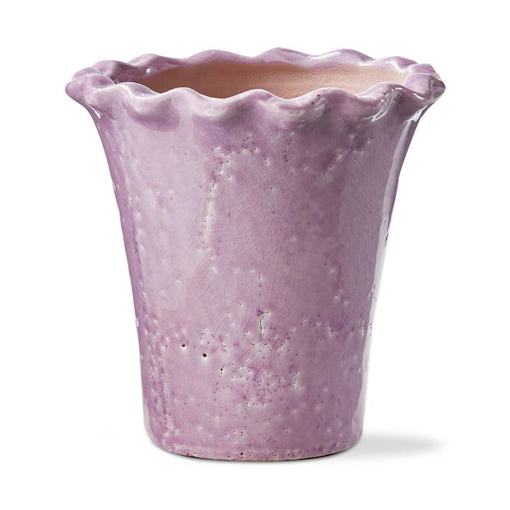 Ruffle Rim Planter Large Lavender Terracotta Spring for wholesale by tag