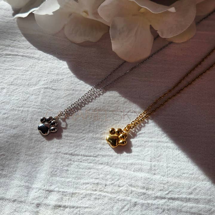 Caramel Sky - Wholesale Pendant/Charm Necklace - Paw Print Necklace – Gold or Silver Finish, Pet Lover's Gift5