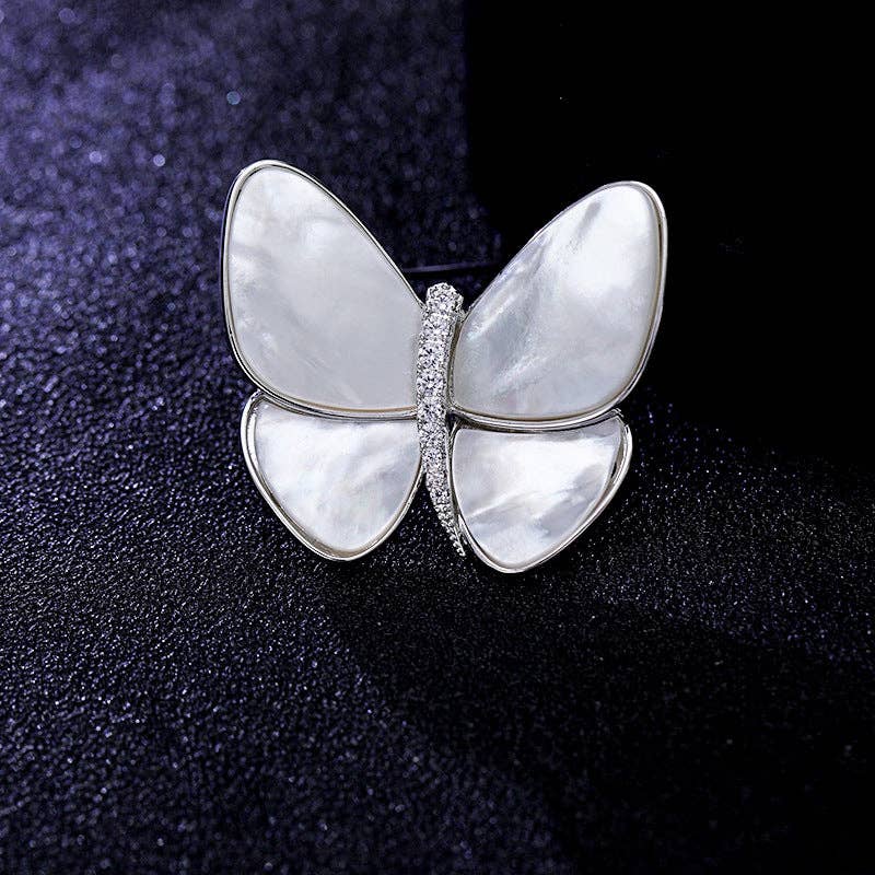 Perimade & Co. LLC - Wholesale Brooch - Mother Of Pearl Butterfly Statement Brooch in Solid Copper1