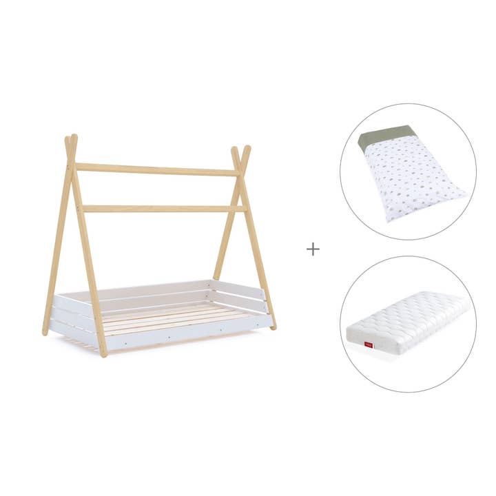 Alondra Baby - Wholesale Bed - Kids & Baby - Montessori bed wood 70x140 cm with Sea Foam textile1