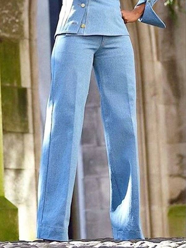 UZ Wholesale Store - Wholesale Top & Pant Set (NOT Loungewear) - Women's - Asymmetric Buttoned Long Sleeve Lapel Two-Piece Set
