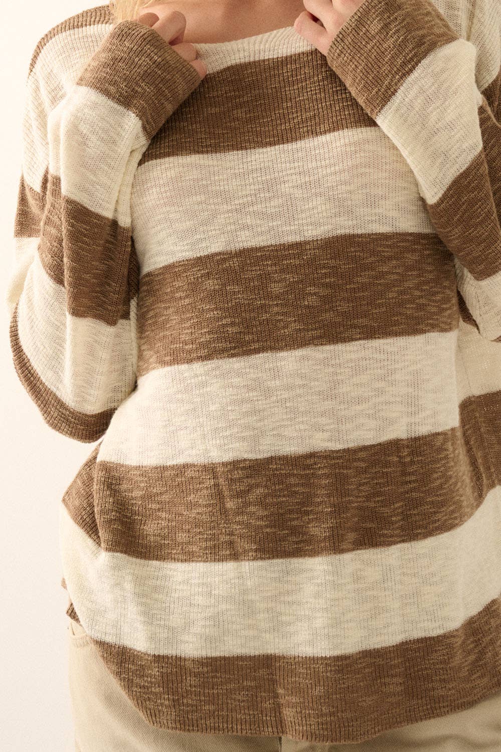 Promesa USA - Wholesale Knit Sweater - Women's - Striped Ribbed-Knit Sweater7
