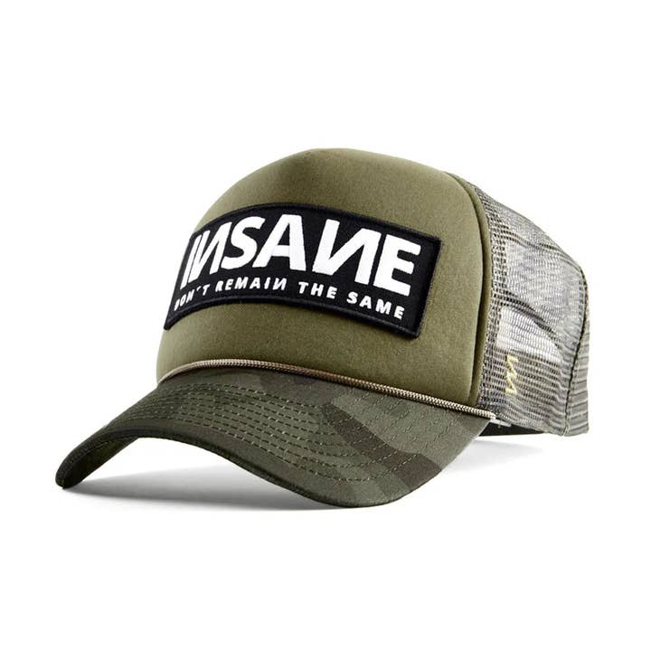 INSANE TRUCKER CAP - CAMO & PATCH for wholesale by INSANE