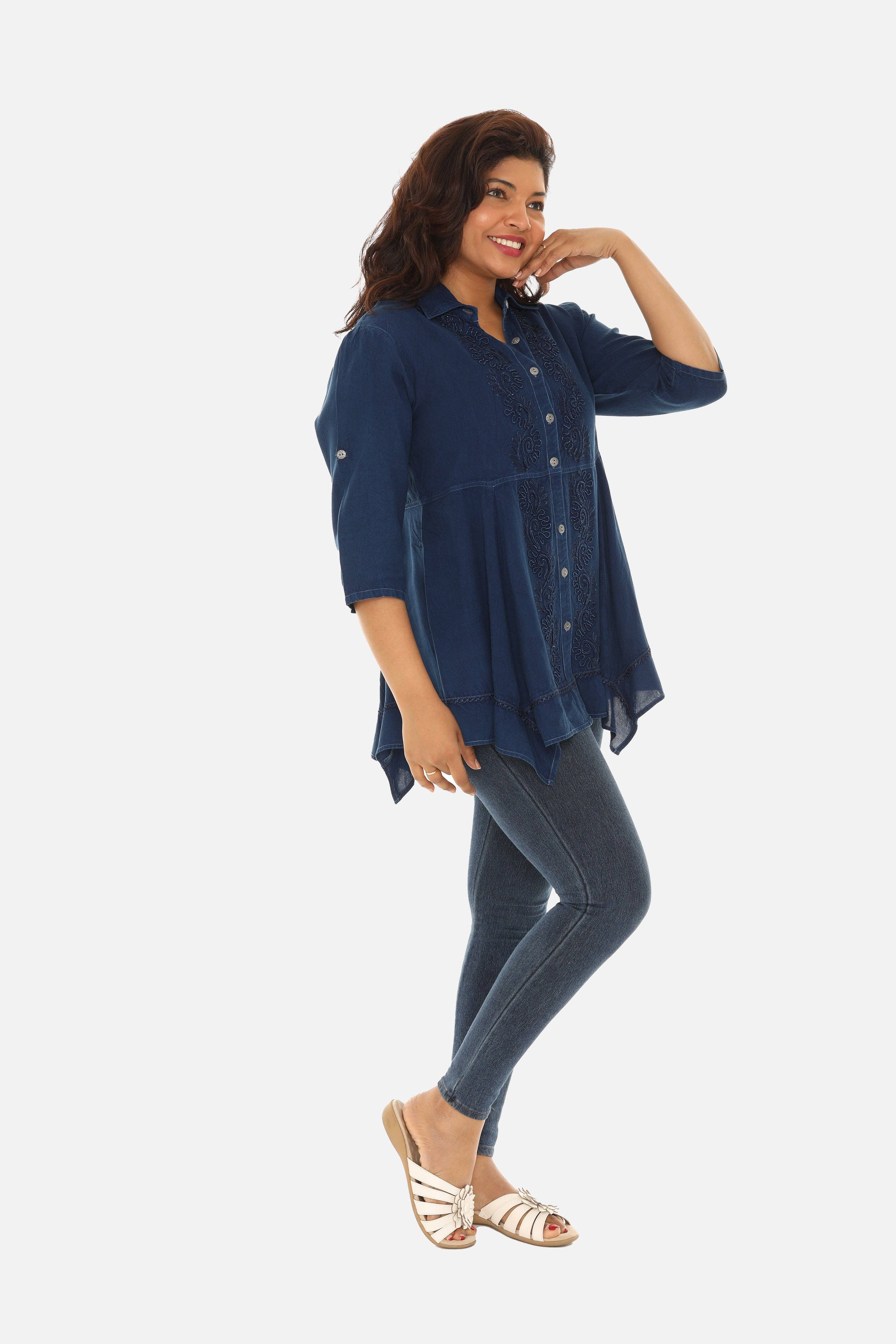 Shoreline Wear. INC – Engroshandel Tunika - Dame – Kvinder Buttton Down Broderi Tunika7