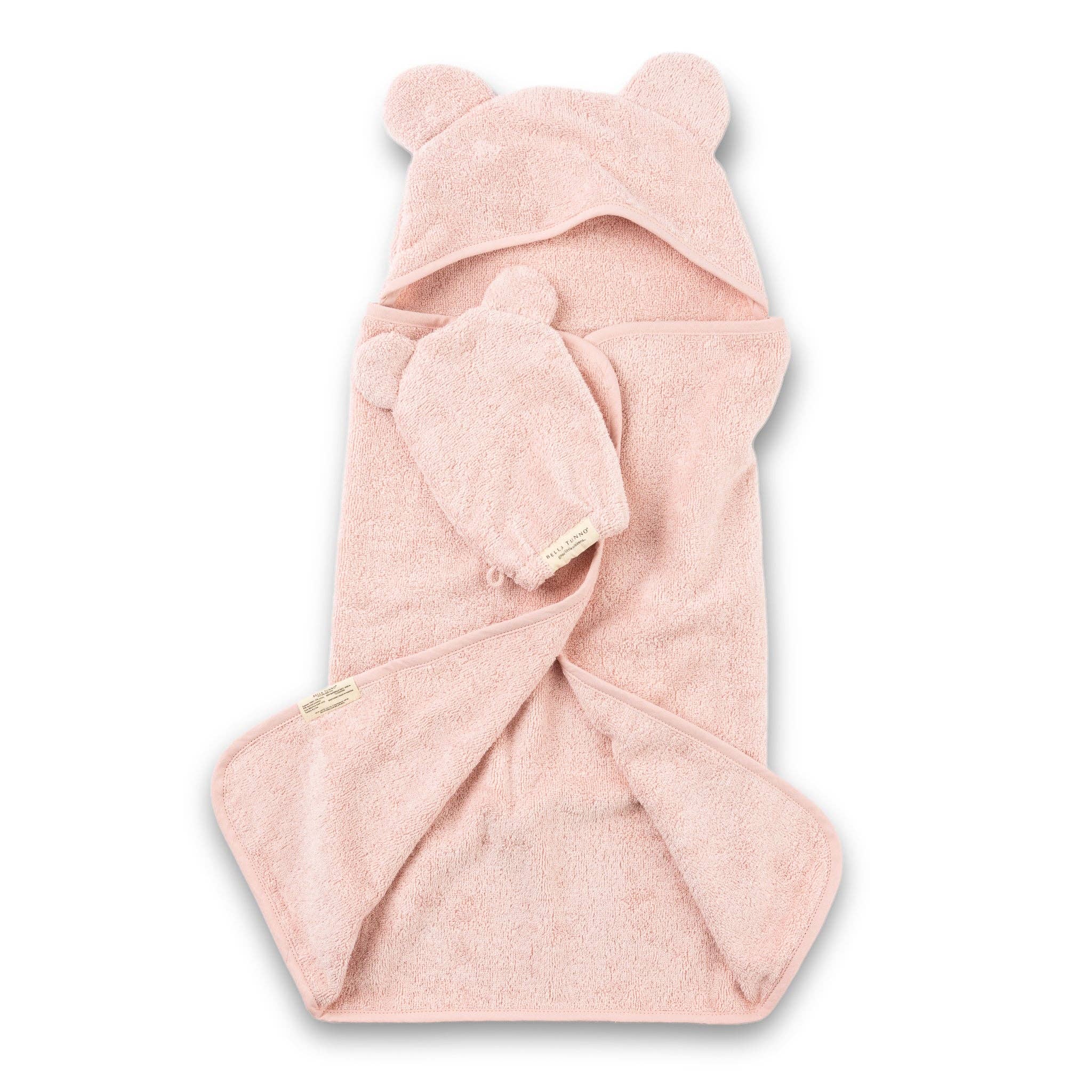Pink Hooded Towel + Wash Mitt Set Blush for wholesale on Faire5