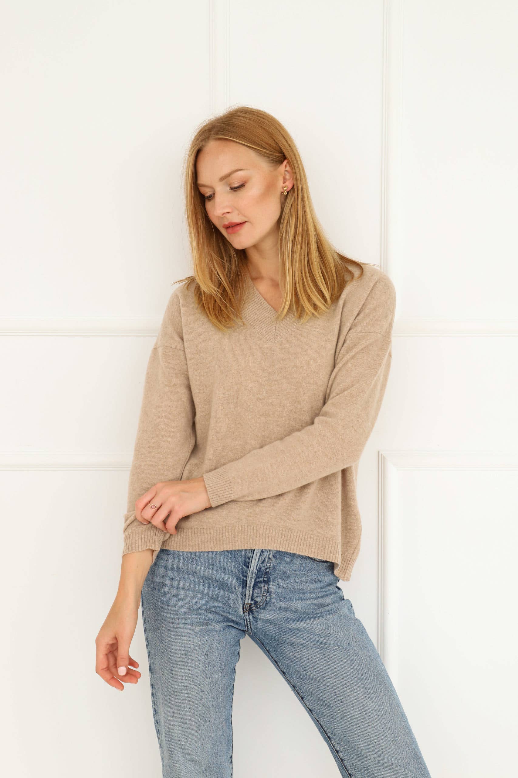 Entelier – wholesale Pullovertröja - Dam – Cashmeretröja Beige3