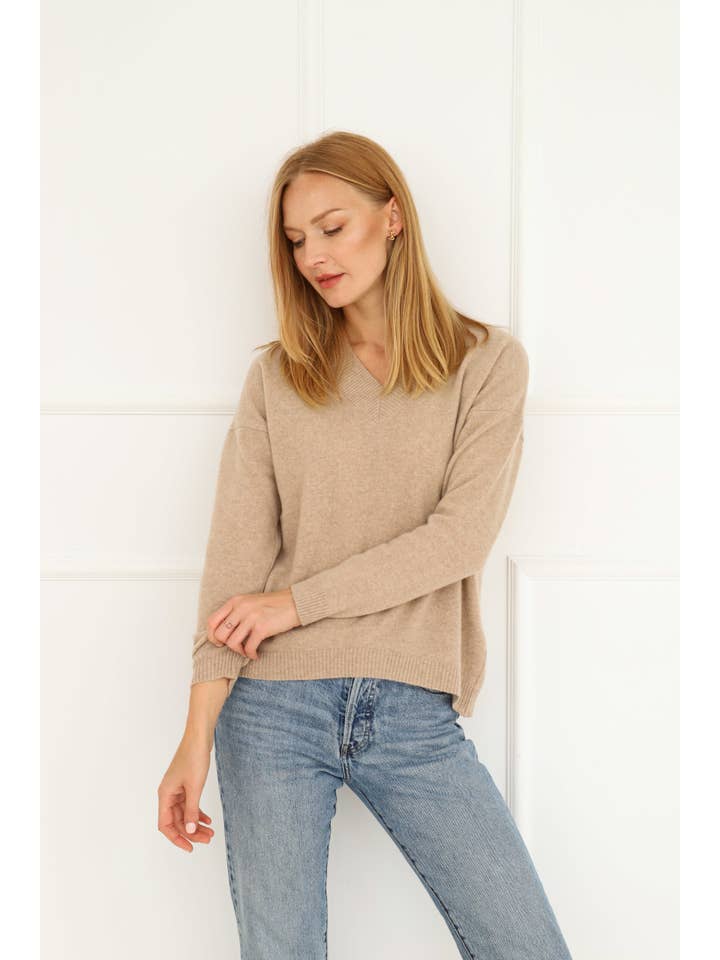 Entelier – wholesale Pullovertröja - Dam – Cashmeretröja Beige3