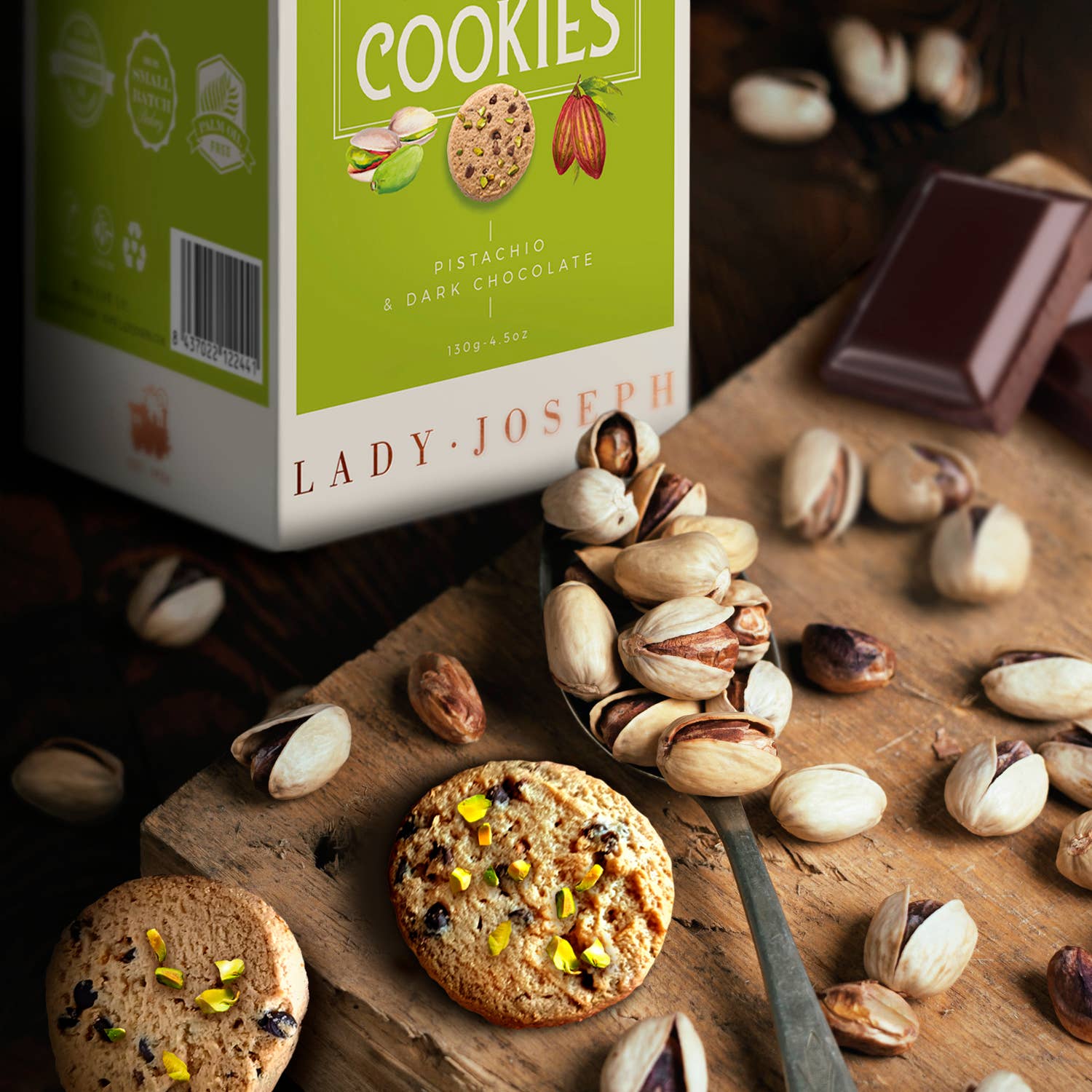 Lady Joseph - Vente Biscuits - Cookies au pistache et chocolat noir. Biscuit au pistache.2