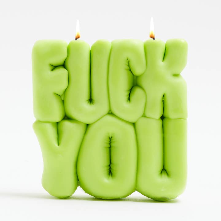 "FUCK YOU" PUFFER CANDLE - GREEN for wholesale by WAVEY CASA