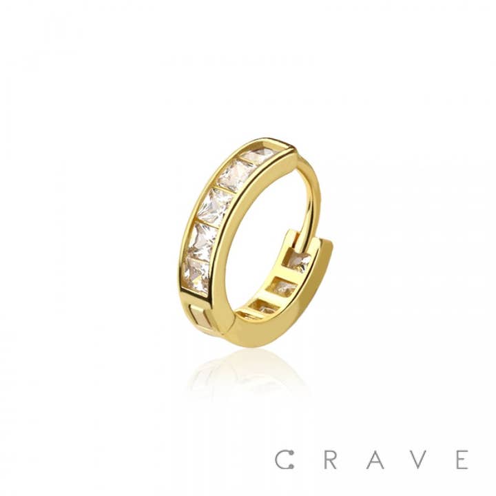 CRAVE - Wholesale Multi-Stone Ring - FLAT GEM PAVED 316L SURGICAL STEEL HINGED SEGMENT HOOP RING