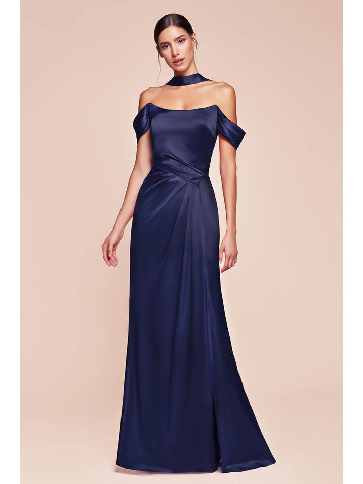 Ladivine by Cinderella Divine - Wholesale Dress - Women's - OFF THE SHOULDER LACE UP CORSET SATIN GOWN