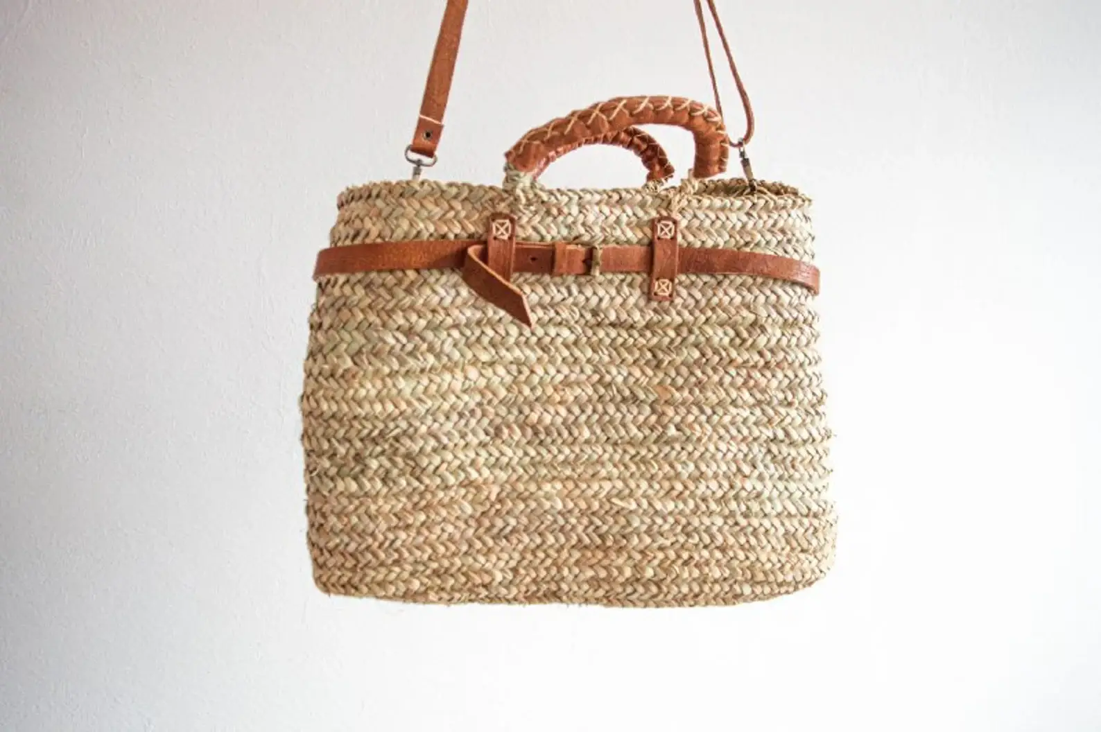 DarKech - Wholesale Draagtas - Dames - Handgemaakte stro tote tas met leren bandjes – Franse tas2