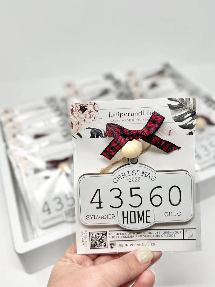 Zip Code Ornament, Home For Christmas Ornament 2022, Decor for wholesale by Juniper and Lilies