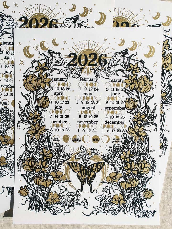 2026 Moon Phase Calendar for wholesale by Marcy Ellis