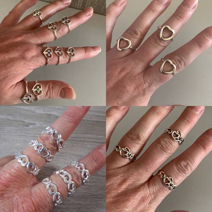 Bagues style cœur en argent sterling pour la vente par Keystone Crystals