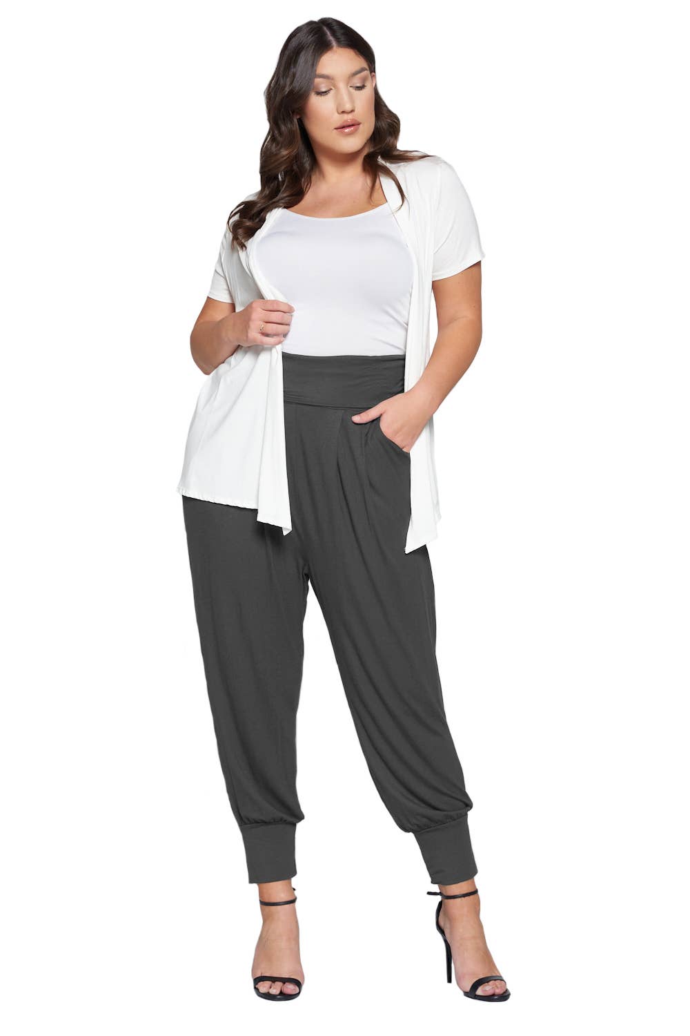 Allium - Wholesale Pants - Women's - Plus Size Banded Waist Harem Joggers6