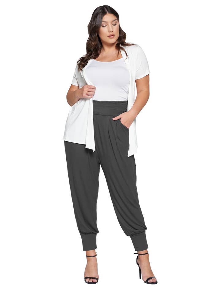 Allium - Wholesale Pants - Women's - Plus Size Banded Waist Harem Joggers6