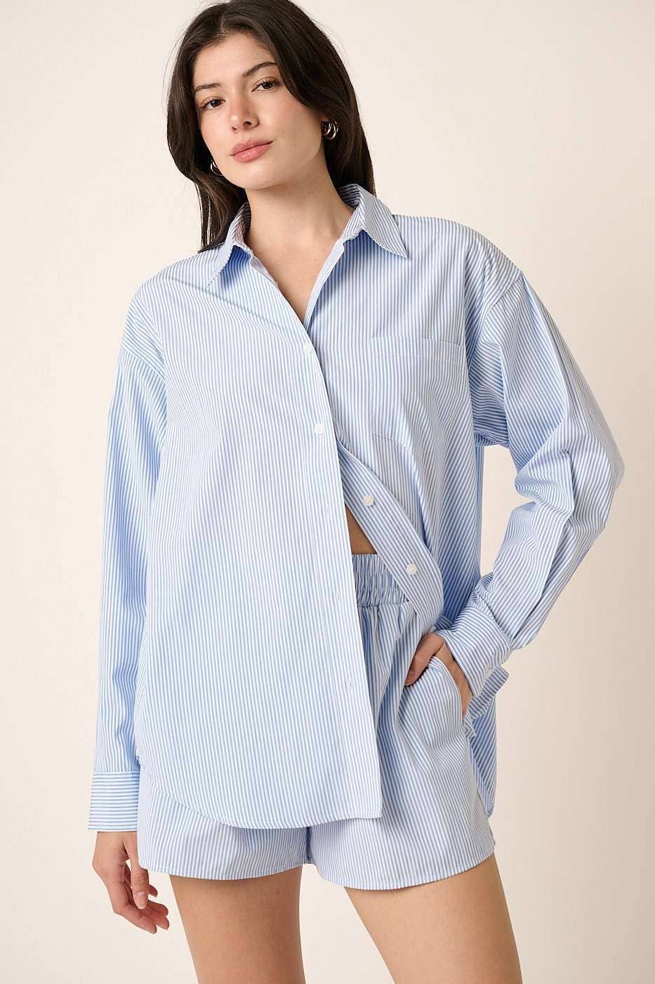 mittoshop - Wholesale Lounge Set - Women's - STRIPED SHIRT AND SHORTS SET10