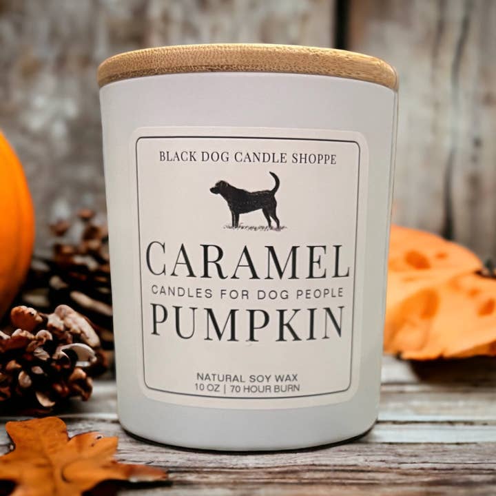 Candles for Dog People - Caramel Pumpkin for wholesale by The Black Dog Candle Shoppe
