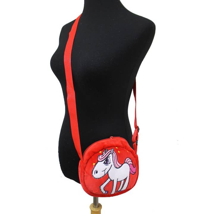 Cap Zone – wholesale Axelväska - Dam – Unicorn Broderade plysch runda Cross Body Väskor