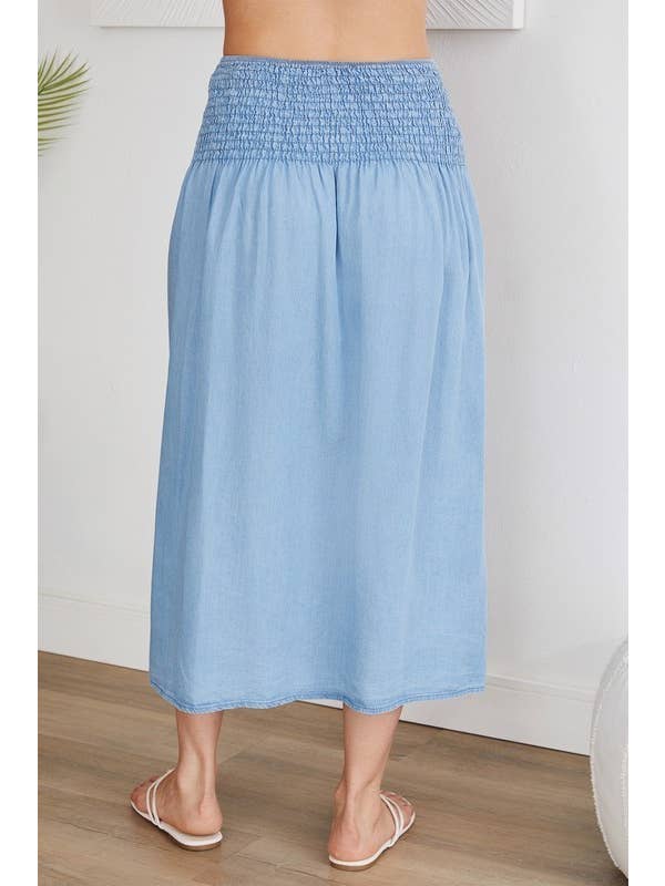 VENTI6 - Wholesale Skirt - Women's - SMOKED WAIST MIDI SKIRT (68884)2