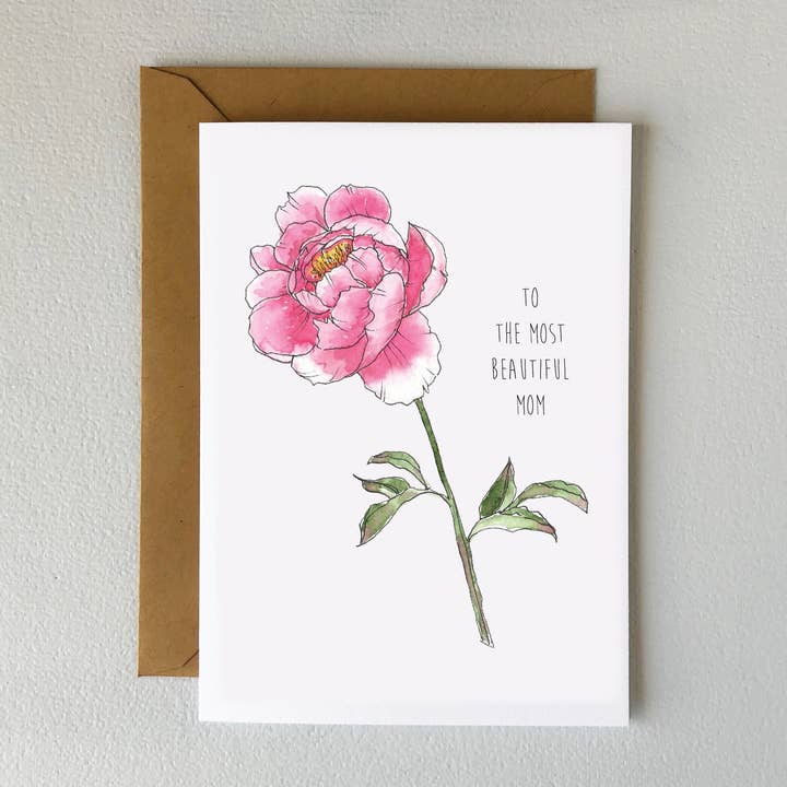 Beautiful Mom Flower card for wholesale by Oxford Comma Co.