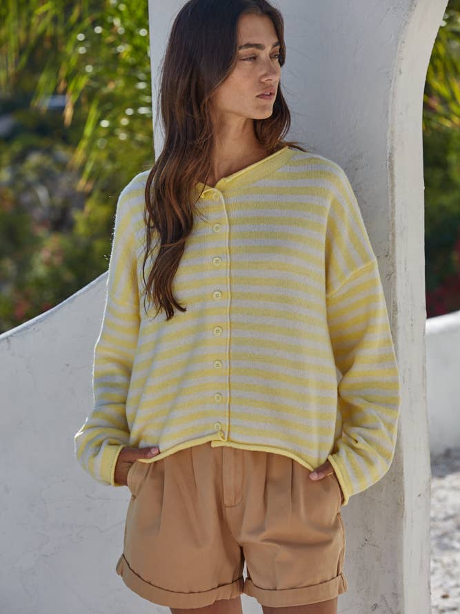 By Together - Wholesale Knit Sweater - Women's - W2537 | Knit Polyester Acrylic Striped Sweater Cardigan 6