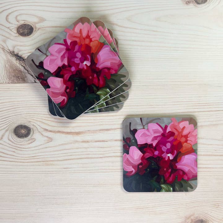 Susannah Bleasby Art - Wholesale Coasters - Coaster | Pink Wildflowers | Harper1